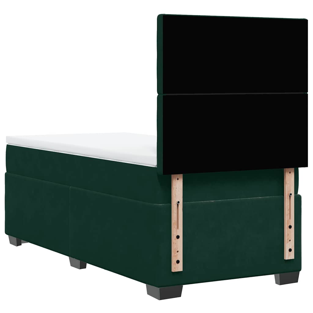 Box spring krevet s madracem tamnozeleni 90x200 cm baršunasti