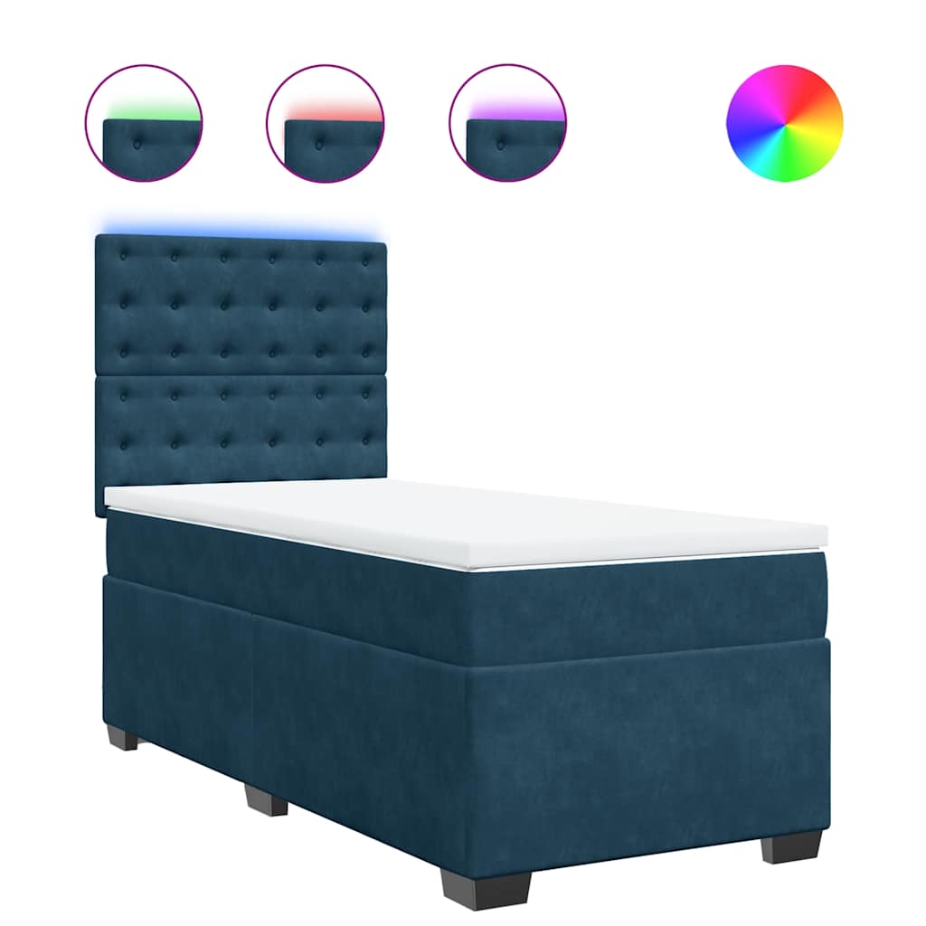 Box spring krevet s madracem plavi 90x200 cm baršunasti