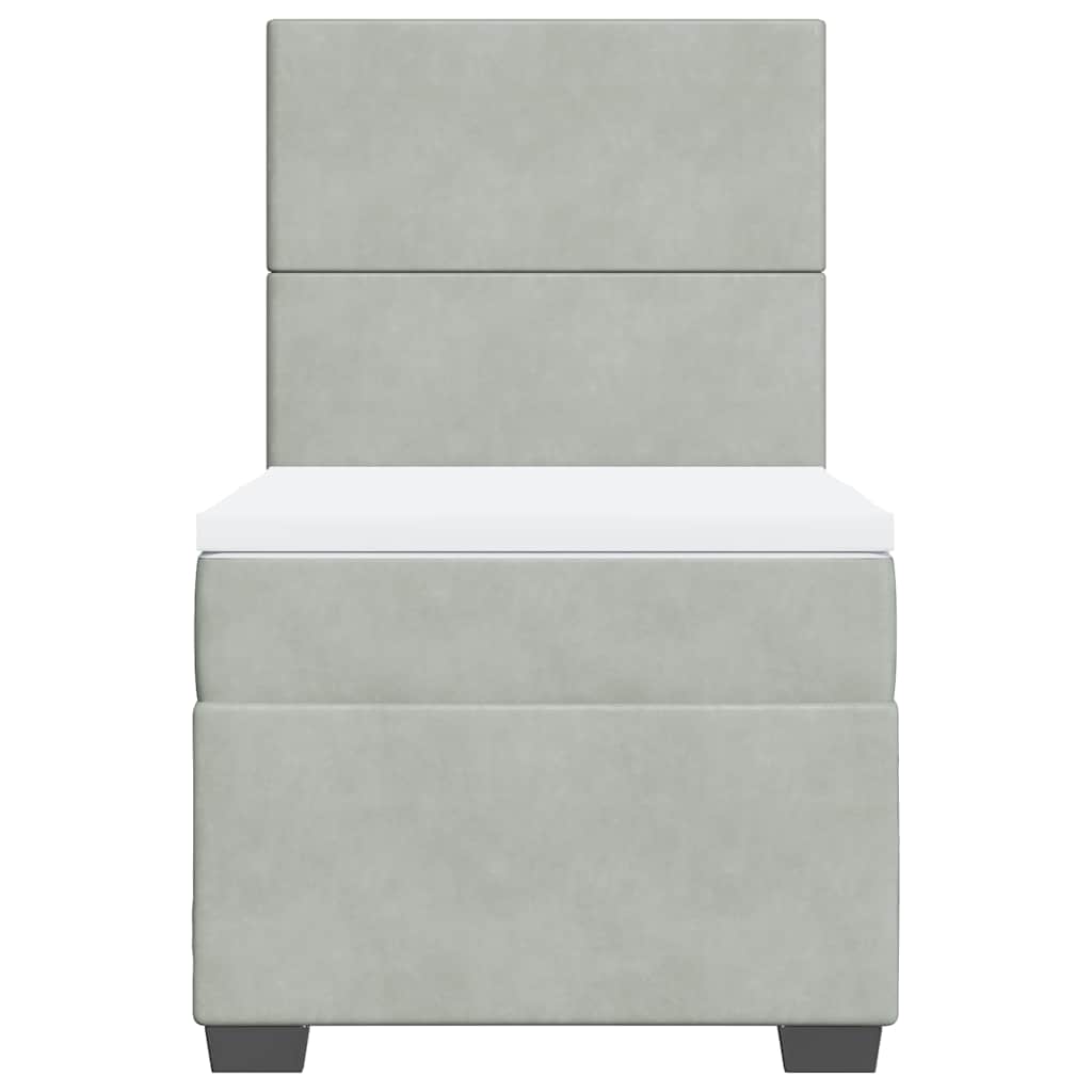 Box spring krevet s madracem svjetlosivi 100x200 cm baršunasti