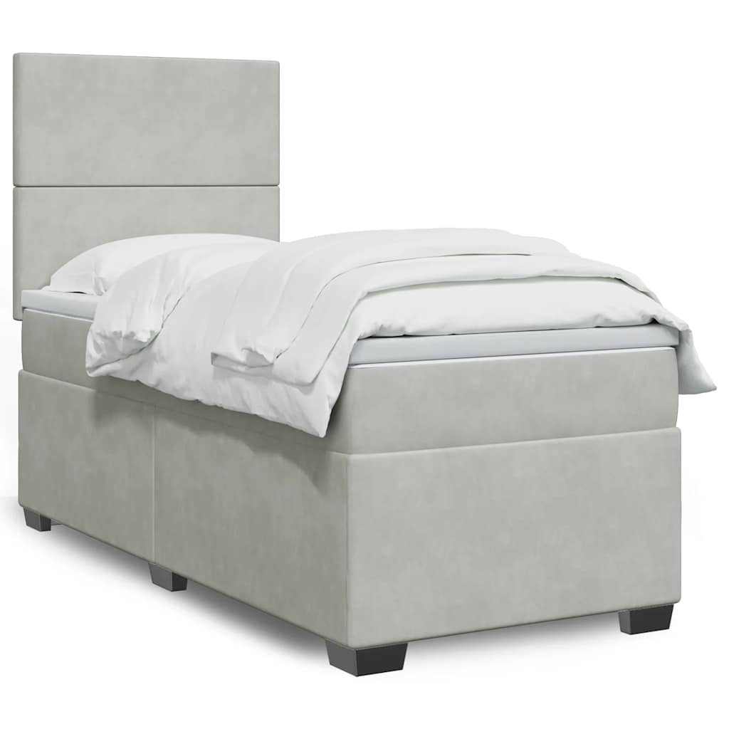 Box spring krevet s madracem svjetlosivi 100x200 cm baršunasti