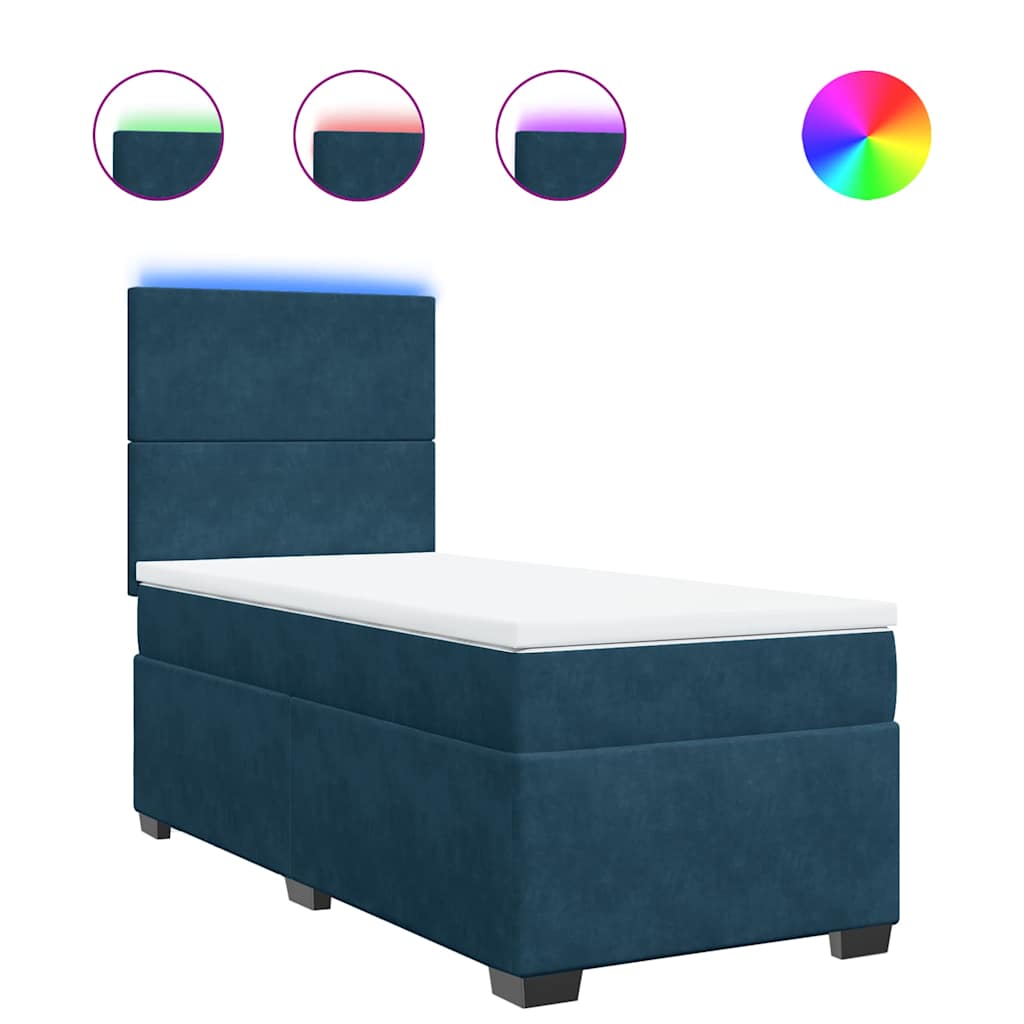 Box spring krevet s madracem plavi 100x200 cm baršunasti