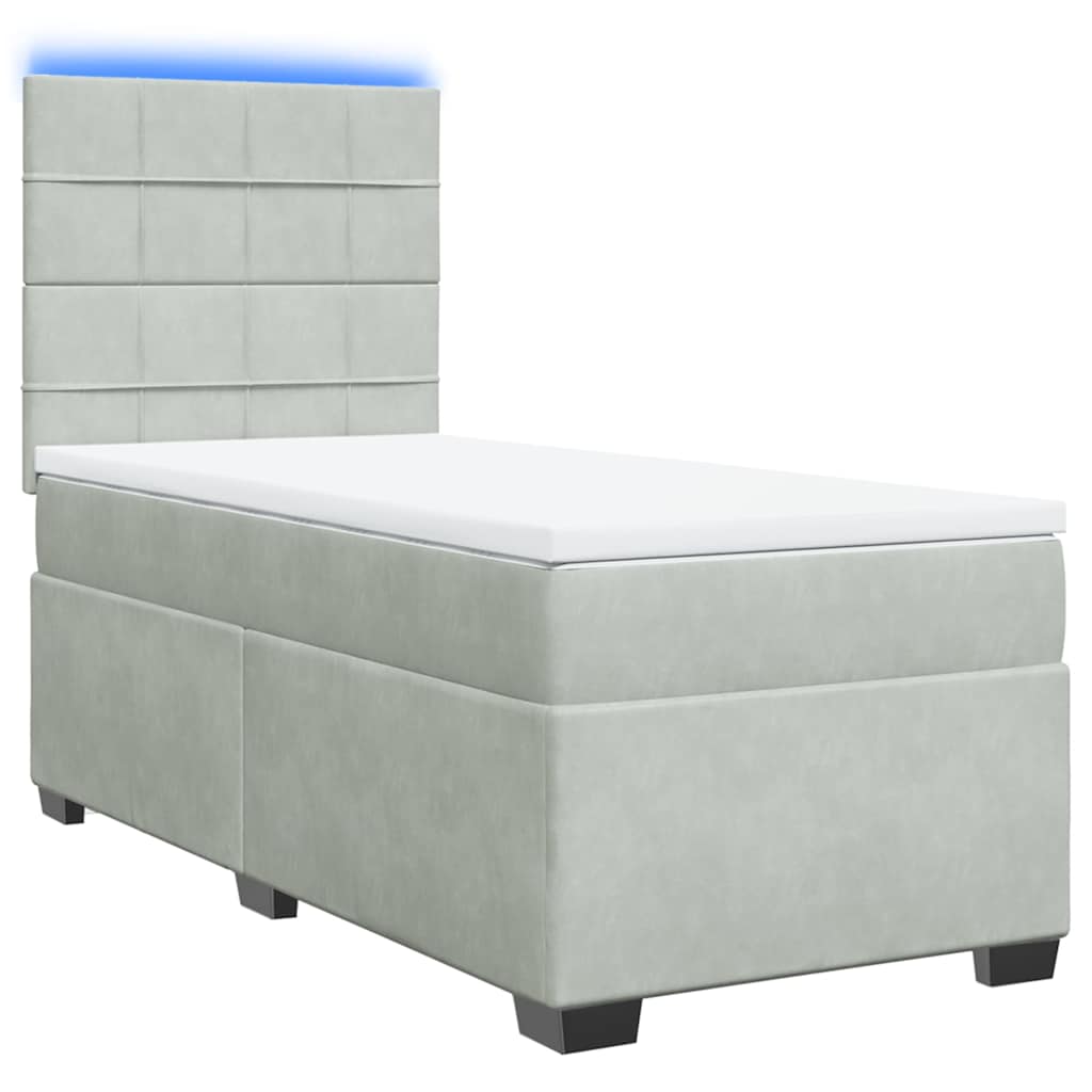 Box spring krevet s madracem svjetlosivi 100x200 cm baršunasti