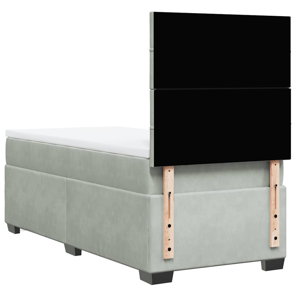 Box spring krevet s madracem svjetlosivi 100x200 cm baršunasti