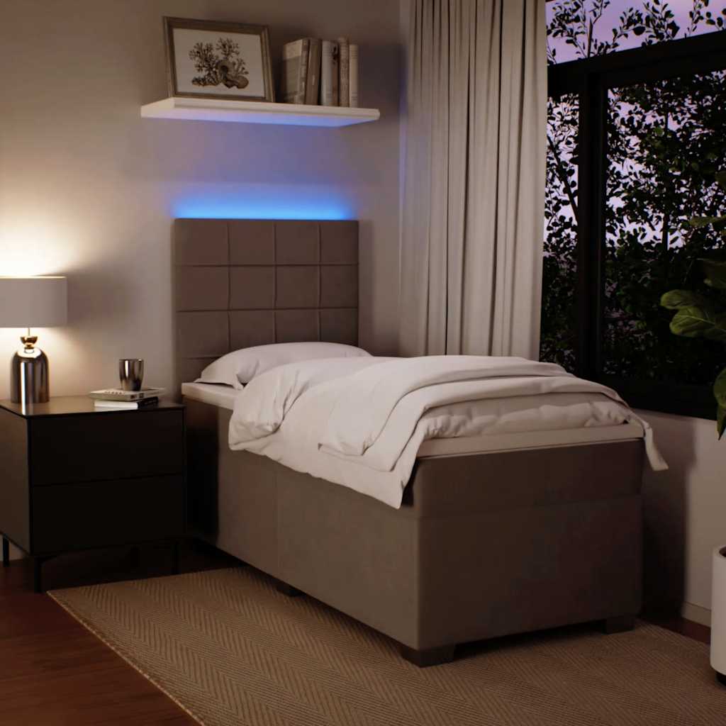 Box spring krevet s madracem svjetlosivi 100x200 cm baršunasti