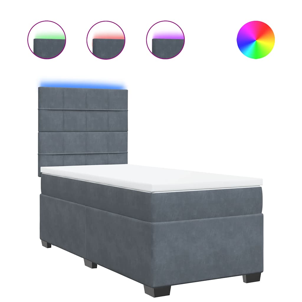 Box spring krevet s madracem tamnosivi 100x200 cm baršunasti