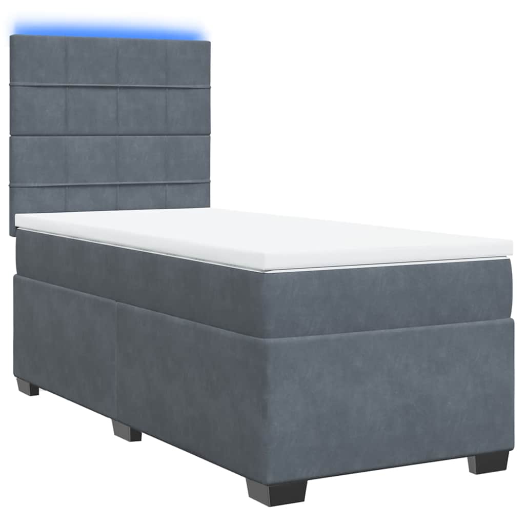 Box spring krevet s madracem tamnosivi 100x200 cm baršunasti