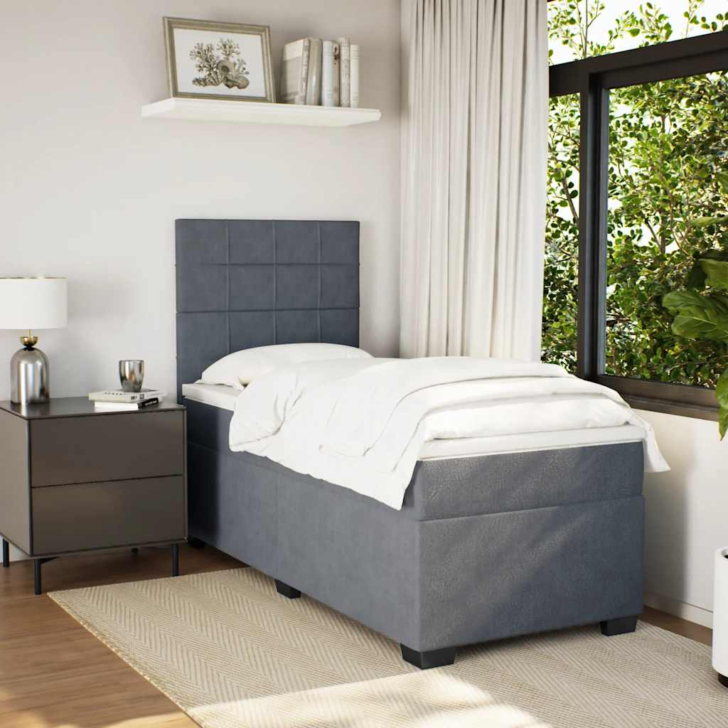 Box spring krevet s madracem tamnosivi 100x200 cm baršunasti