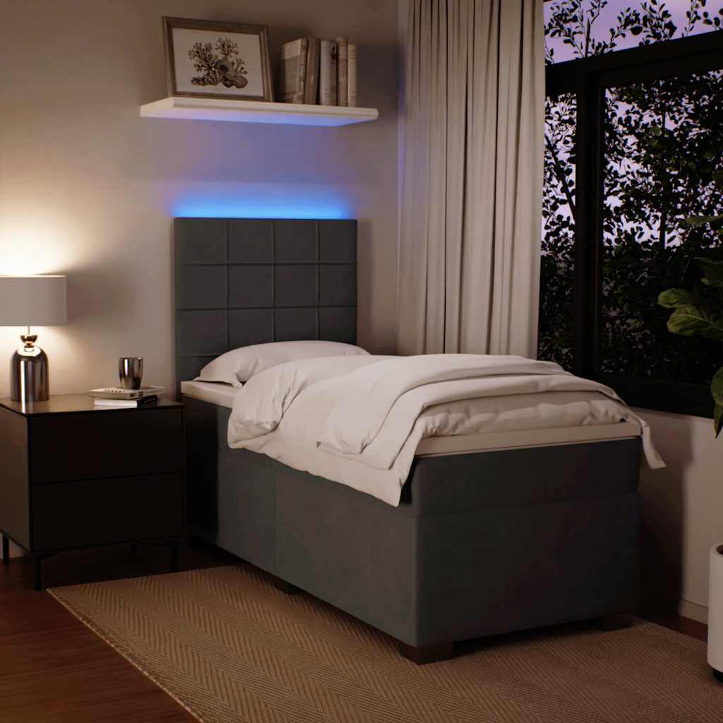 Box spring krevet s madracem tamnosivi 100x200 cm baršunasti