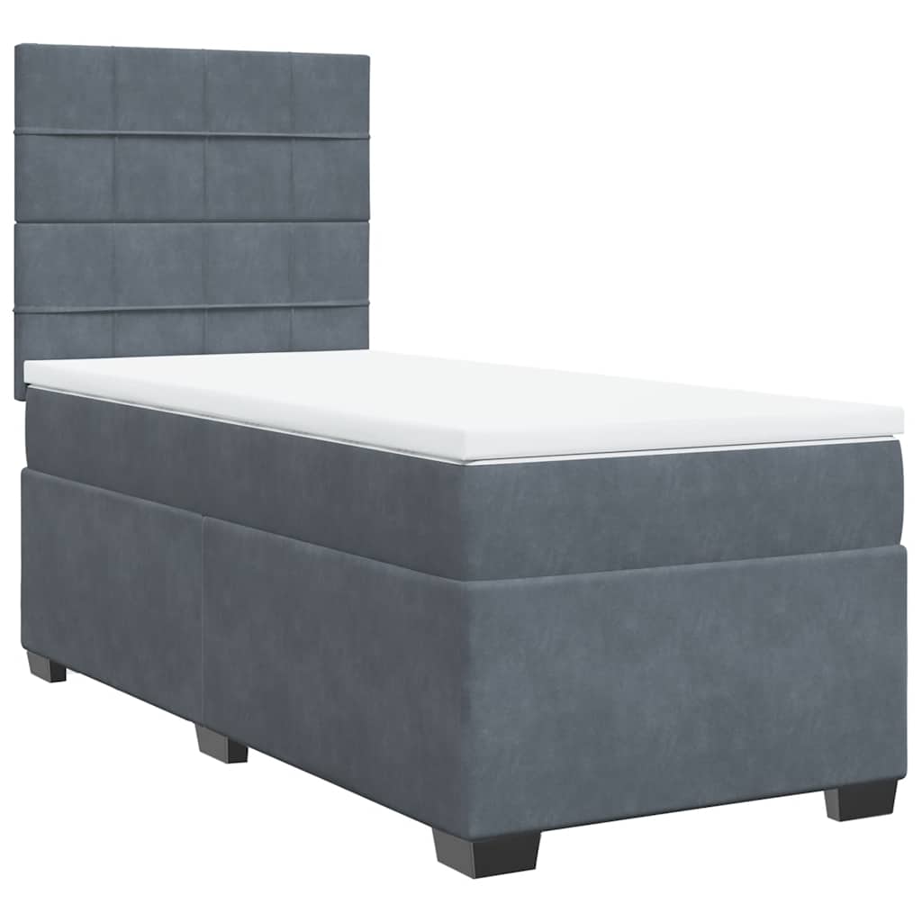 Box spring krevet s madracem tamnosivi 100x200 cm baršunasti