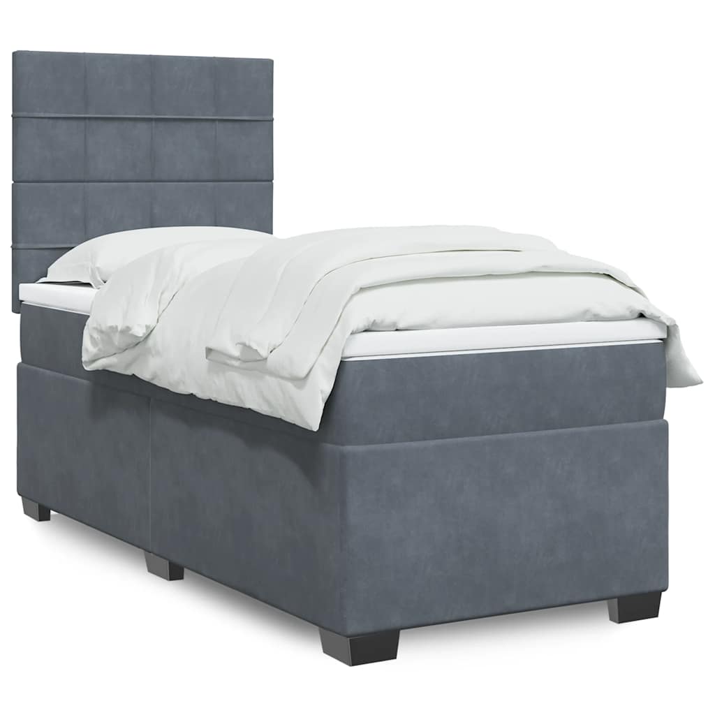 Box spring krevet s madracem tamnosivi 100x200 cm baršunasti