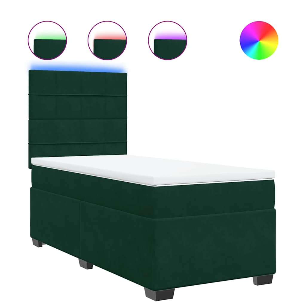 Box spring krevet s madracem tamnozeleni 100x200 cm baršunasti