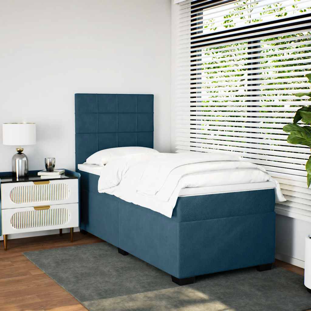 Box spring krevet s madracem plavi 100x200 cm baršunasti
