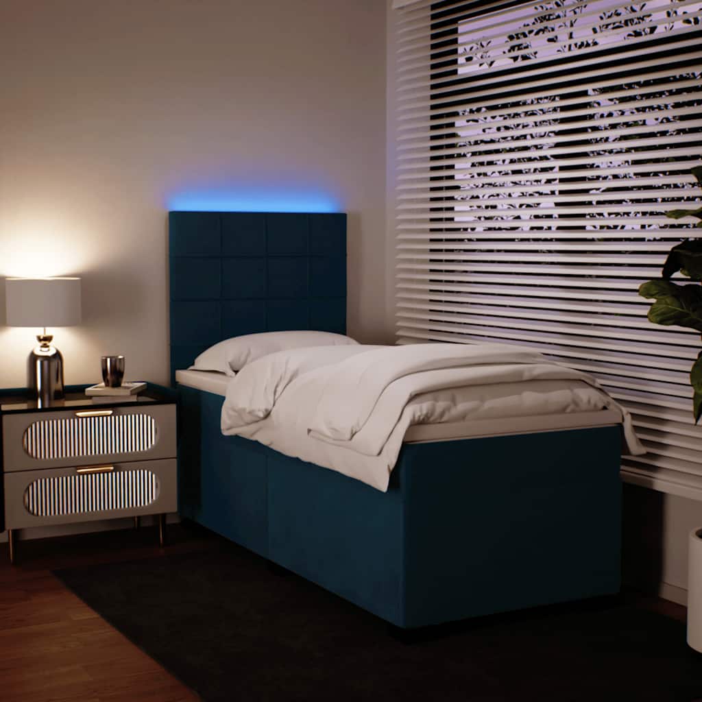 Box spring krevet s madracem plavi 100x200 cm baršunasti