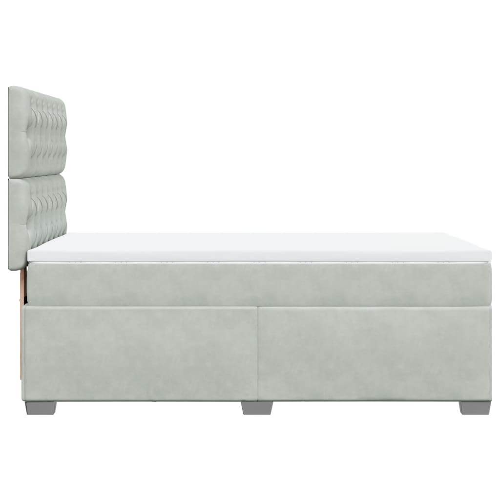 Box spring krevet s madracem svjetlosivi 100x200 cm baršunasti