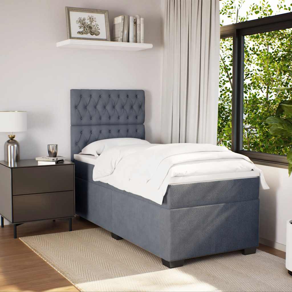 Box spring krevet s madracem tamnosivi 100x200 cm baršunasti