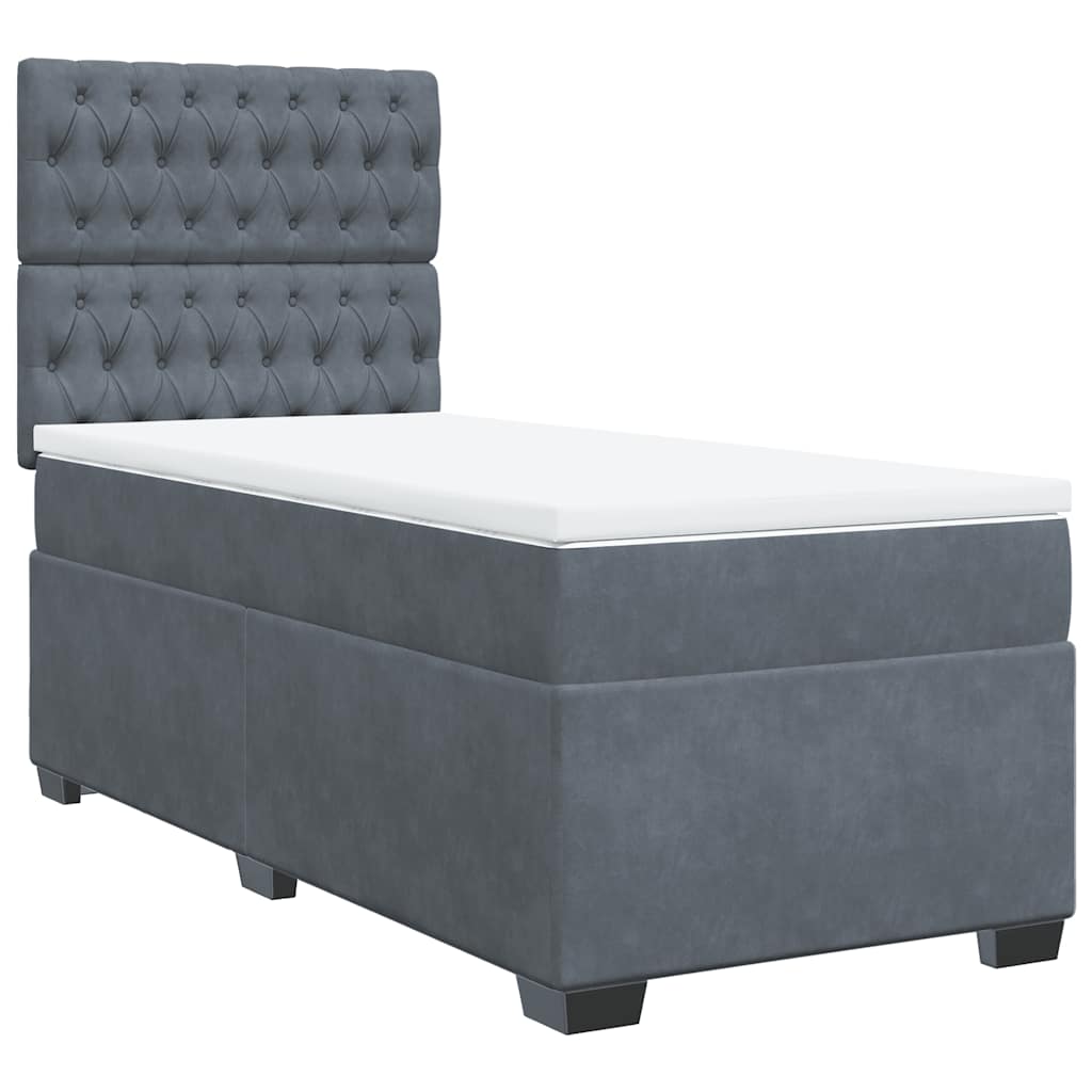 Box spring krevet s madracem tamnosivi 100x200 cm baršunasti