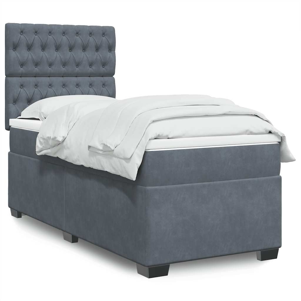 Box spring krevet s madracem tamnosivi 100x200 cm baršunasti