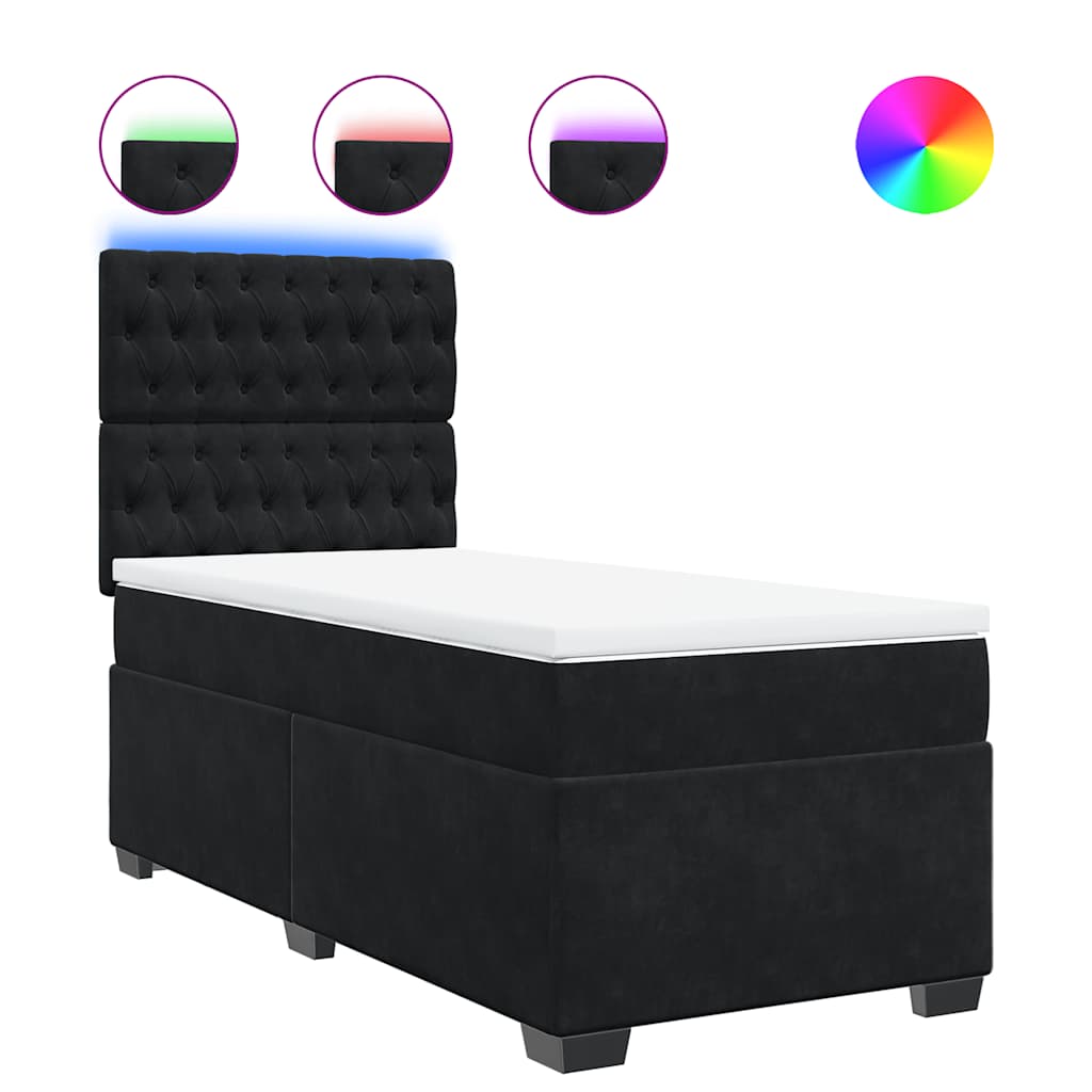 Box spring krevet s madracem crni 100x200 cm baršunasti