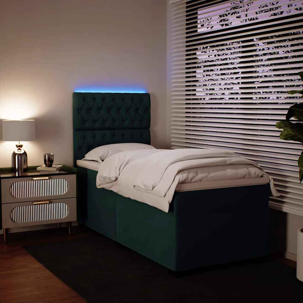 Box spring krevet s madracem tamnozeleni 100x200 cm baršunasti