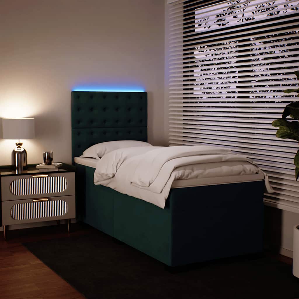 Box spring krevet s madracem tamnozeleni 100x200 cm baršunasti