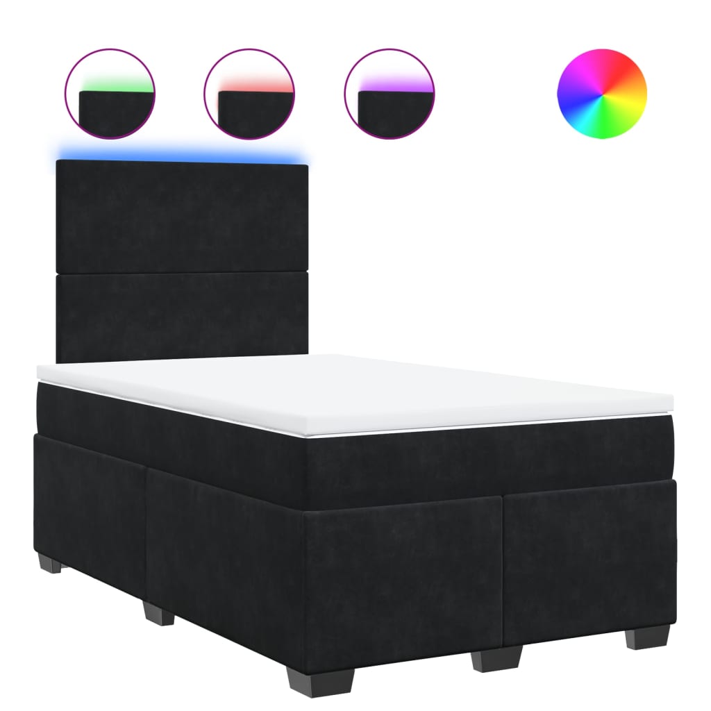 Krevet box spring s madracem crni 120 x 190 cm baršunasti