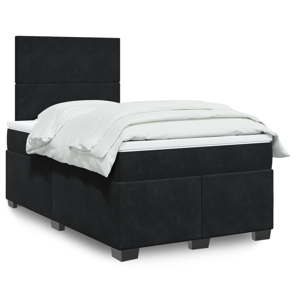 Krevet box spring s madracem crni 120 x 190 cm baršunasti