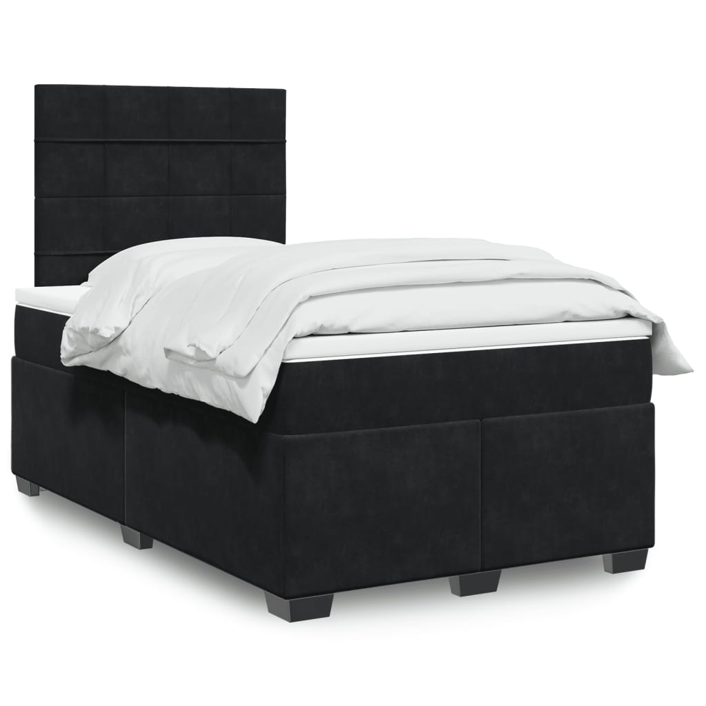Krevet box spring s madracem crni 120 x 190 cm baršunasti