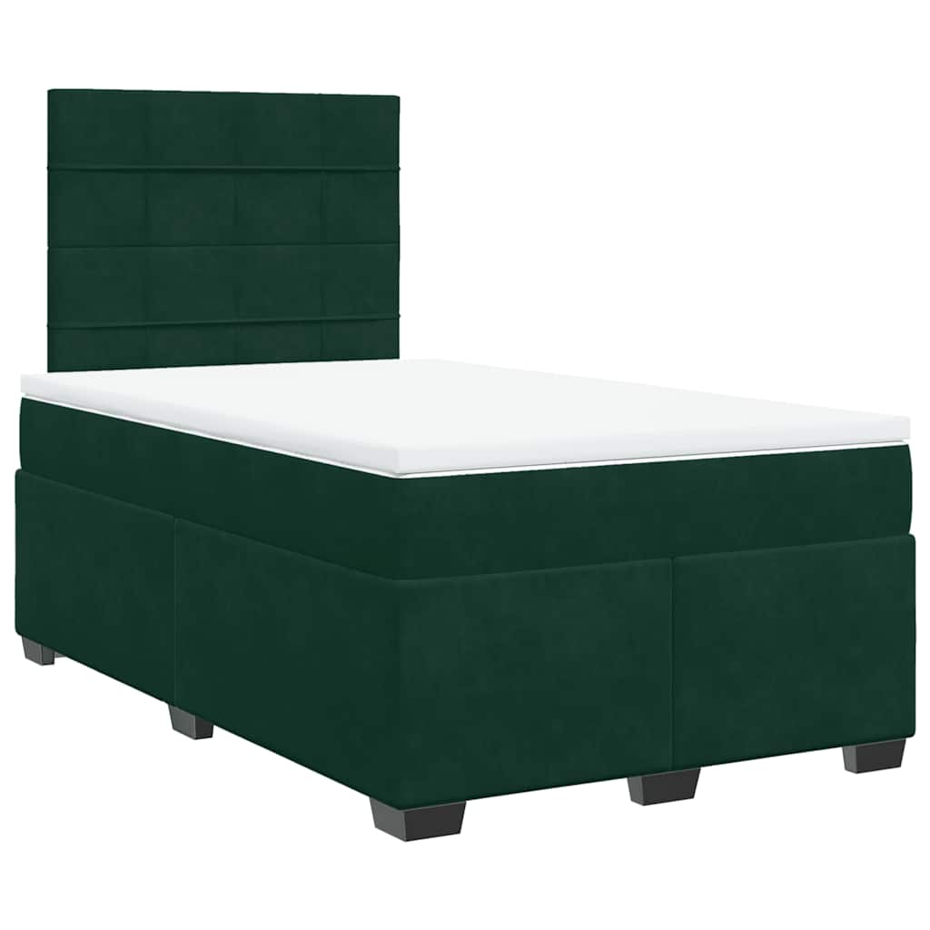 Krevet box spring s madracem tamnozeleni 120x190 cm baršunasti