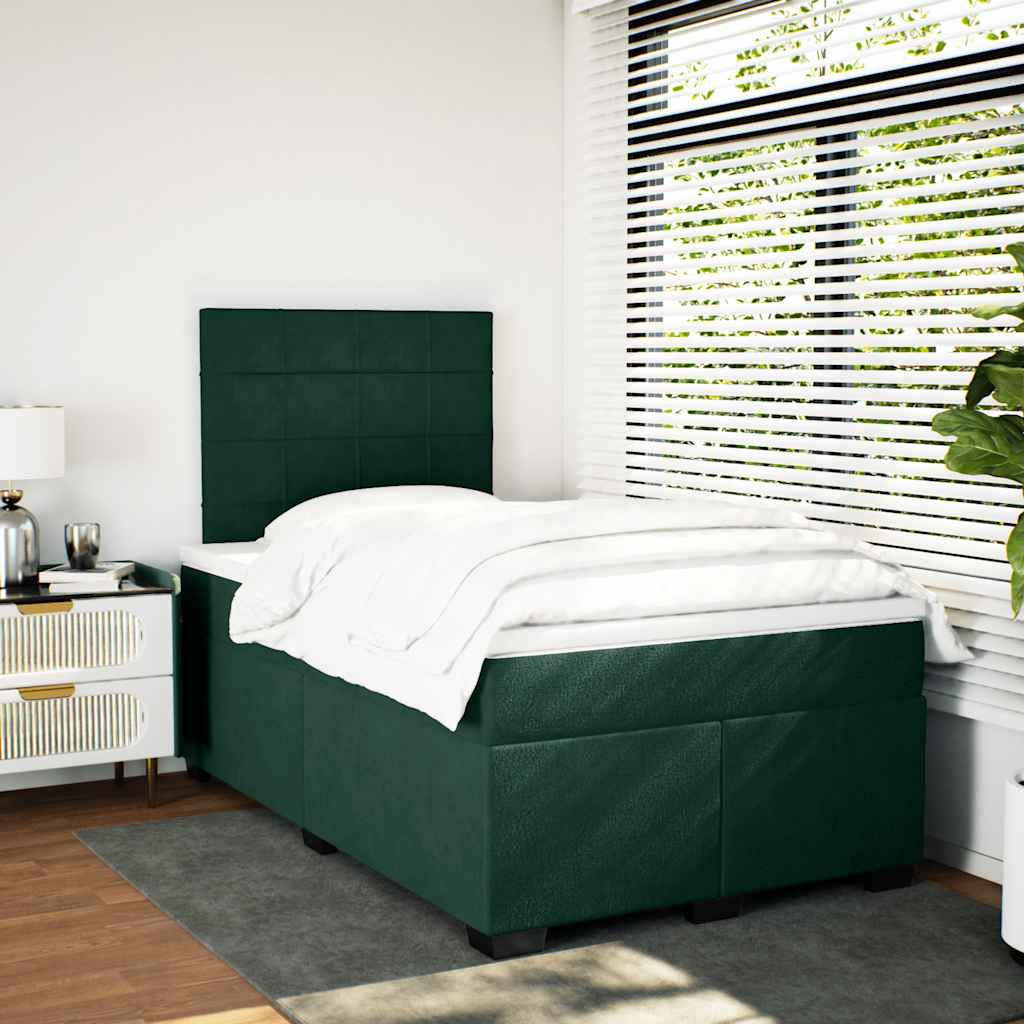 Krevet box spring s madracem tamnozeleni 120x190 cm baršunasti