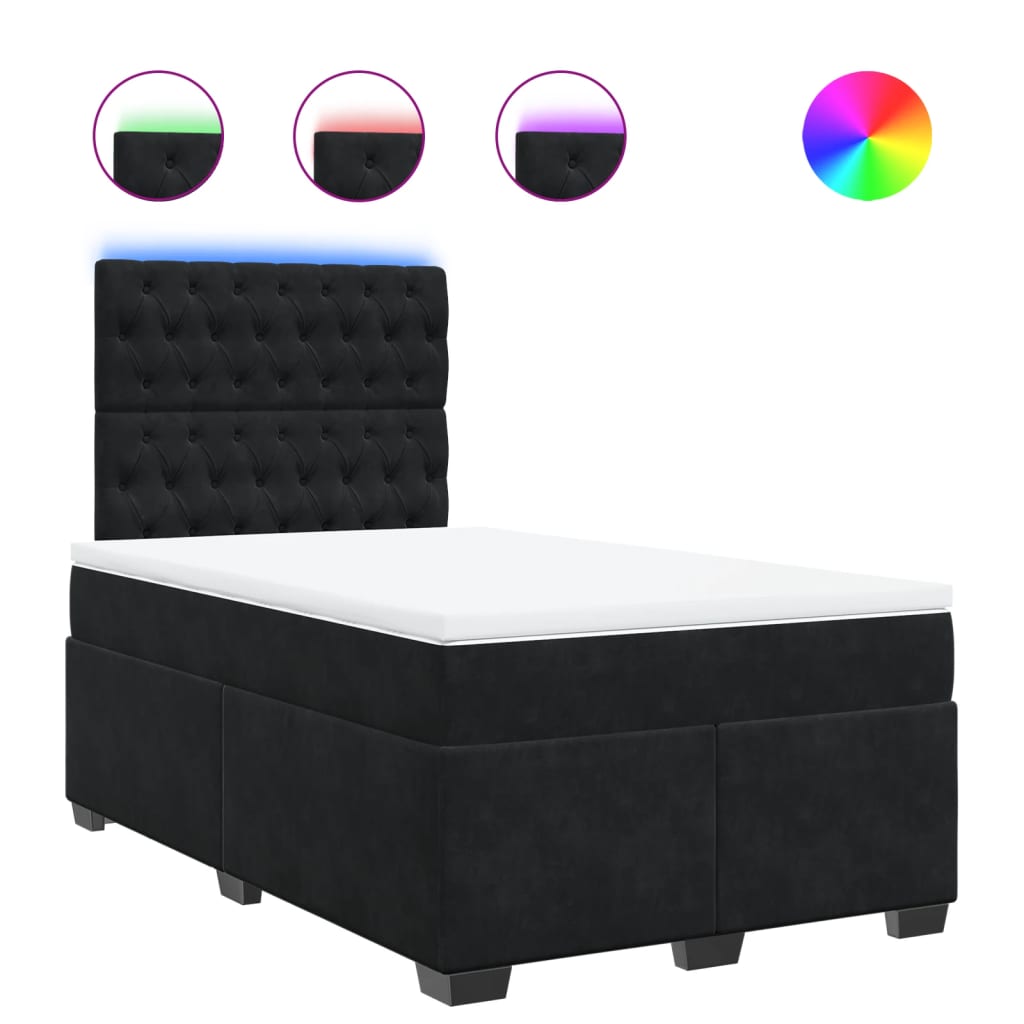 Krevet box spring s madracem crni 120 x 190 cm baršunasti