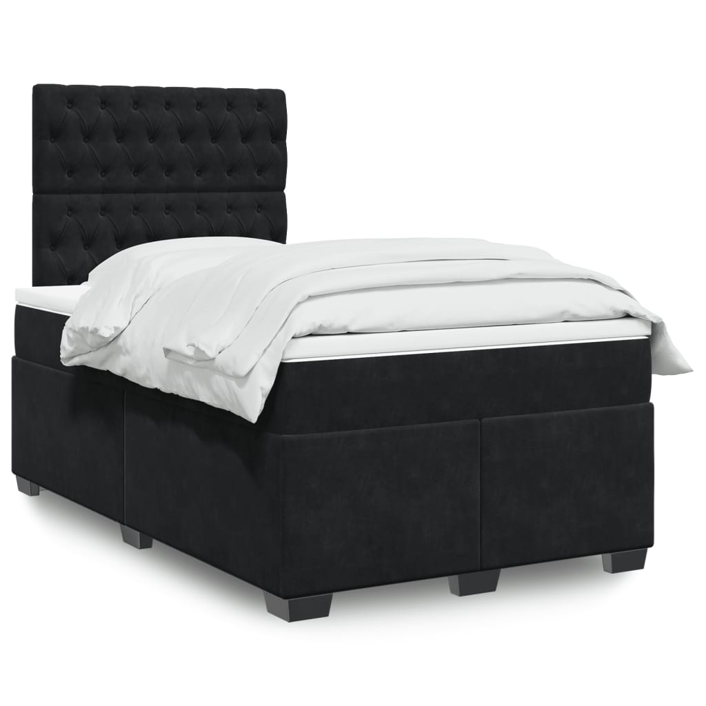 Krevet box spring s madracem crni 120 x 190 cm baršunasti