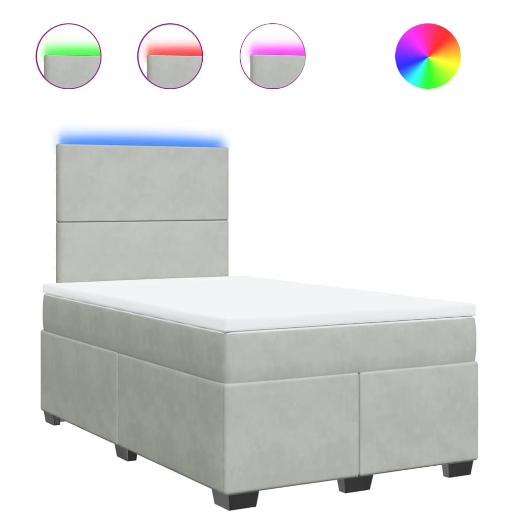 Box spring krevet s madracem svjetlosivi 120x200 cm baršunasti