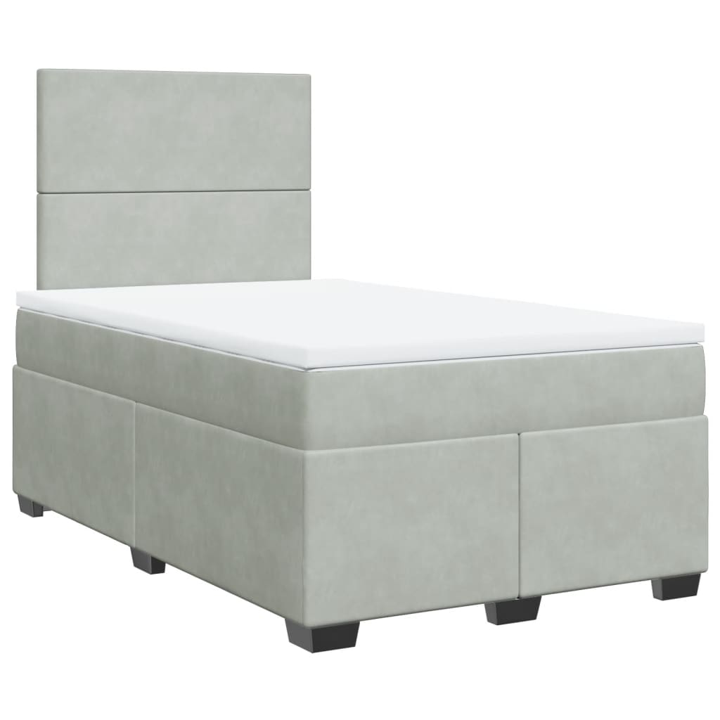 Box spring krevet s madracem svjetlosivi 120x200 cm baršunasti
