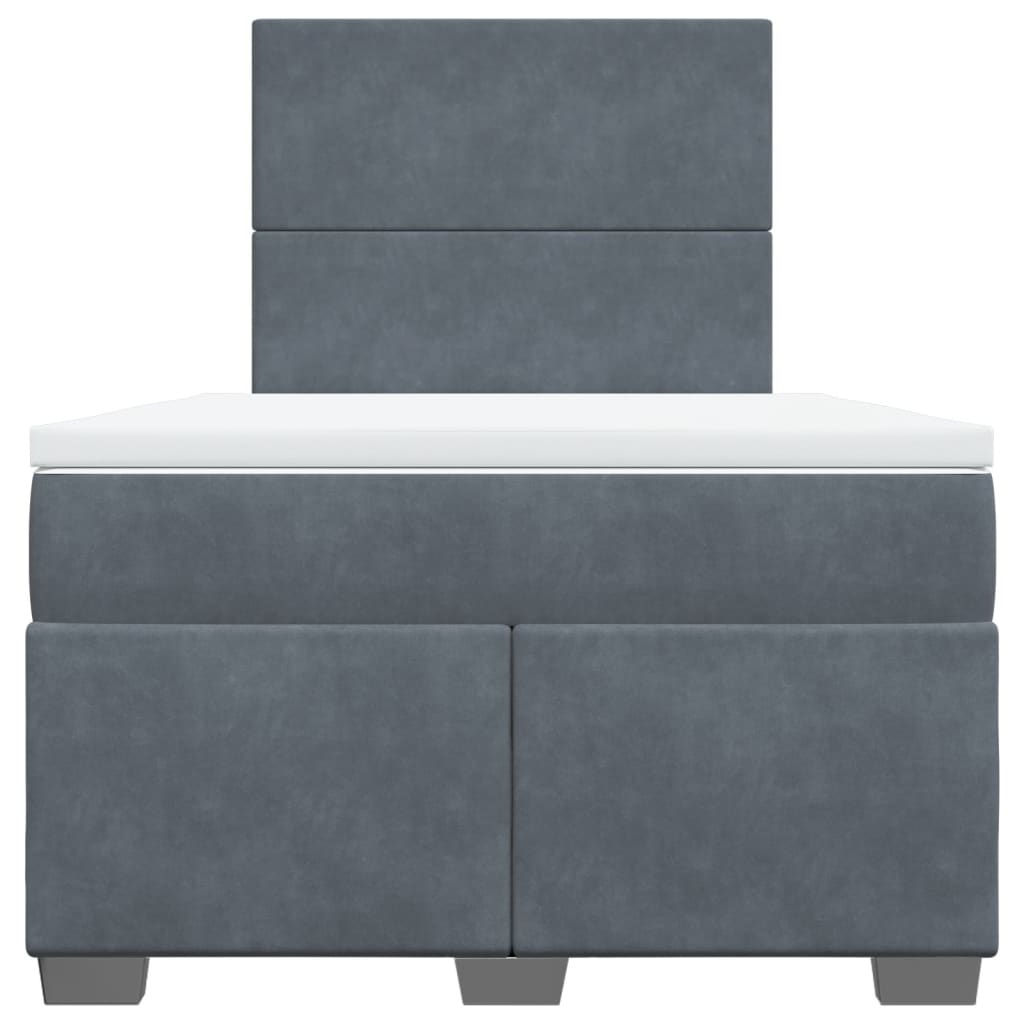 Box spring krevet s madracem tamnosivi 120 x 200 cm baršunasti