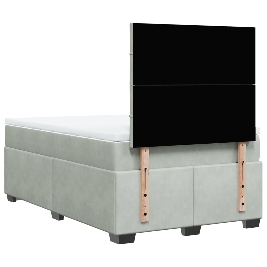 Box spring krevet s madracem svjetlosivi 120x200 cm baršunasti