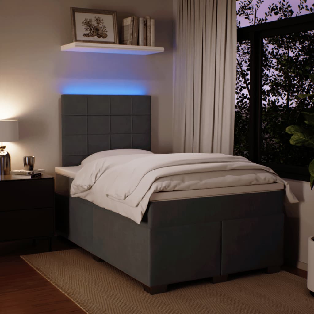 Box spring krevet s madracem tamnosivi 120 x 200 cm baršunasti