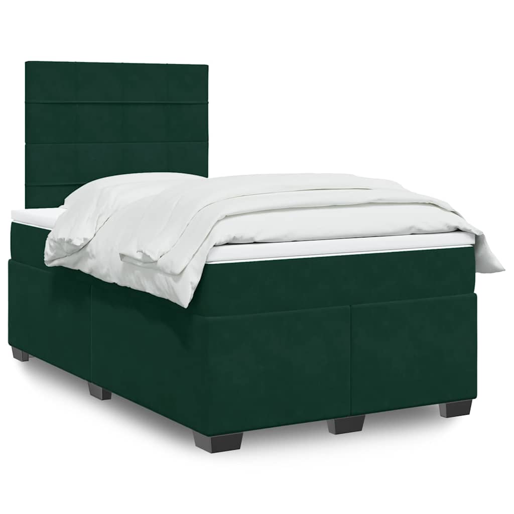 Box spring krevet s madracem tamnozeleni 120x200 cm baršunasti