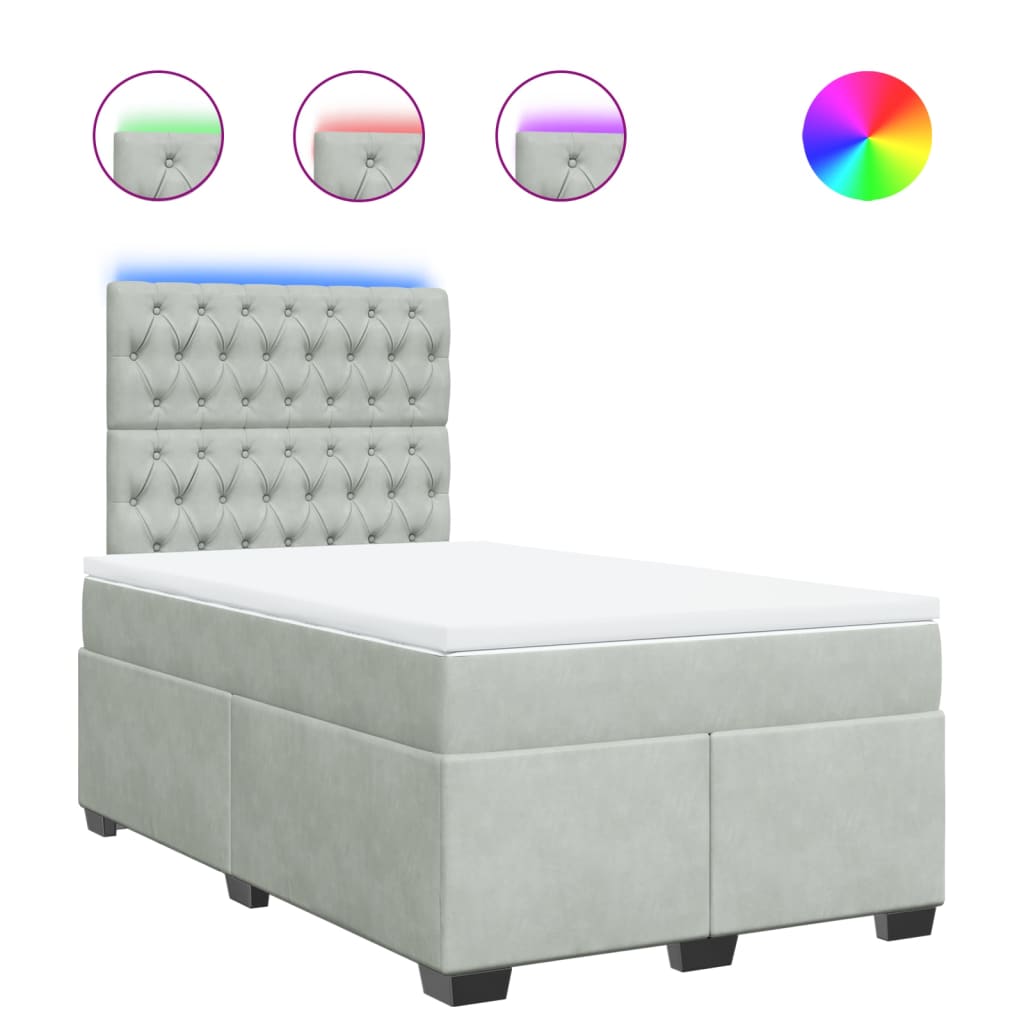 Box spring krevet s madracem svjetlosivi 120x200 cm baršunasti