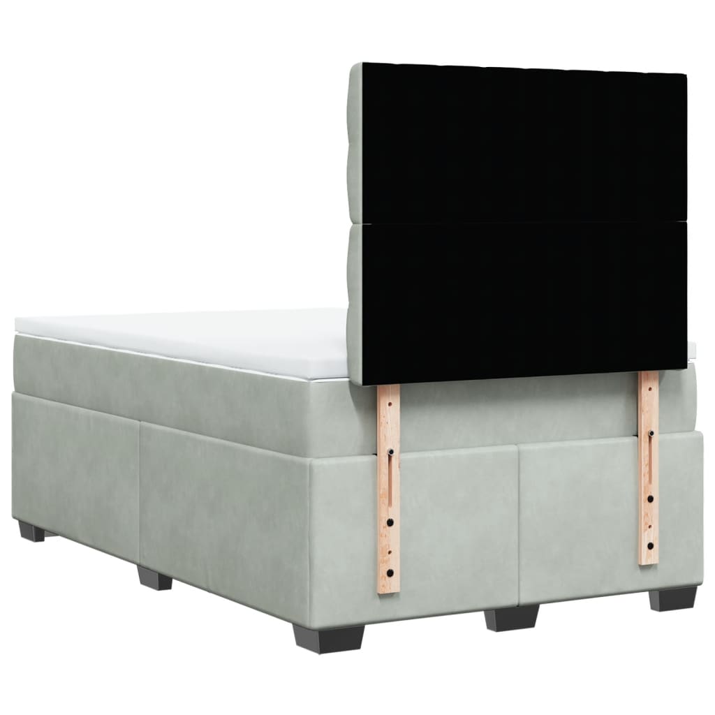 Box spring krevet s madracem svjetlosivi 120x200 cm baršunasti