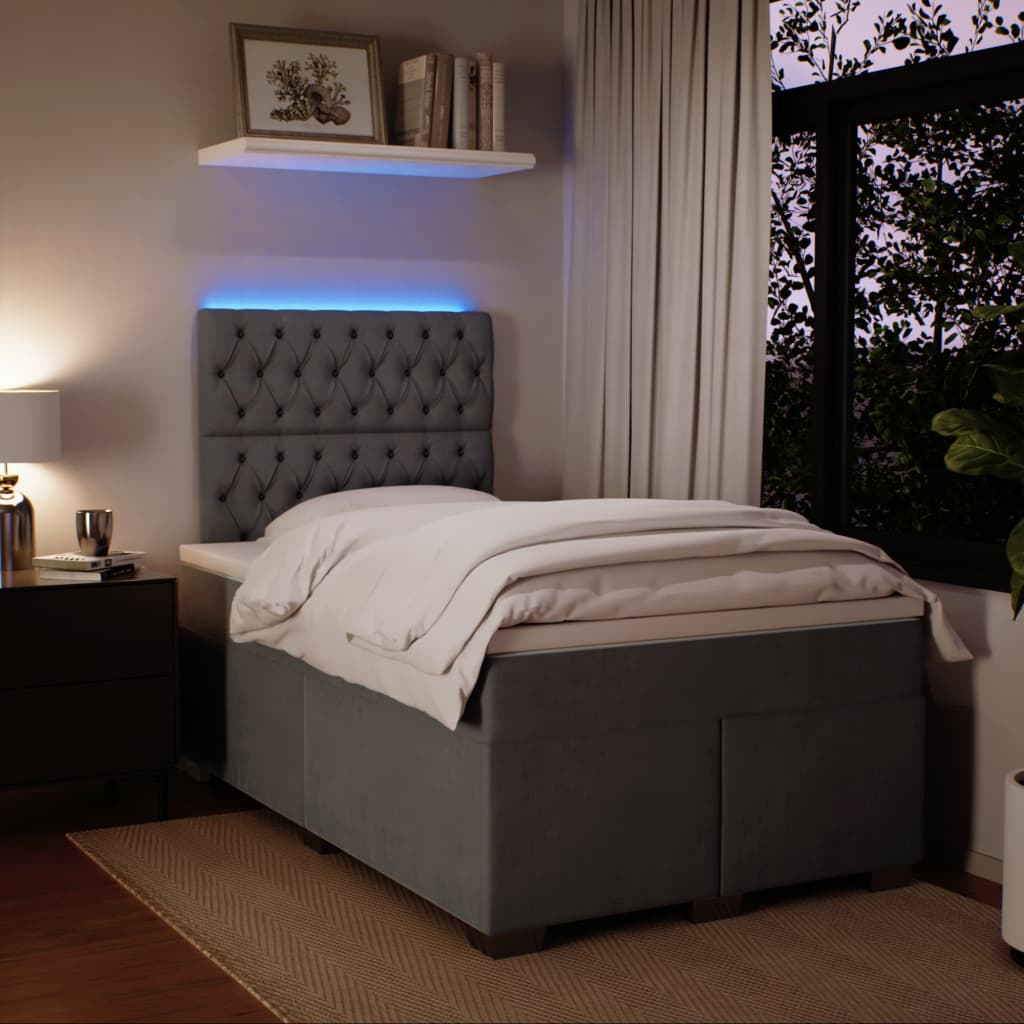 Box spring krevet s madracem tamnosivi 120 x 200 cm baršunasti