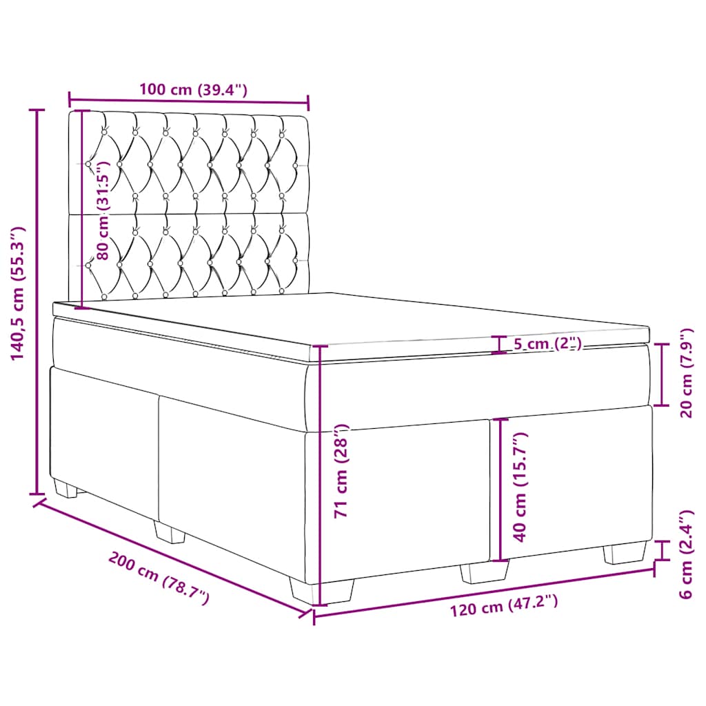 Box spring krevet s madracem tamnozeleni 120x200 cm baršunasti