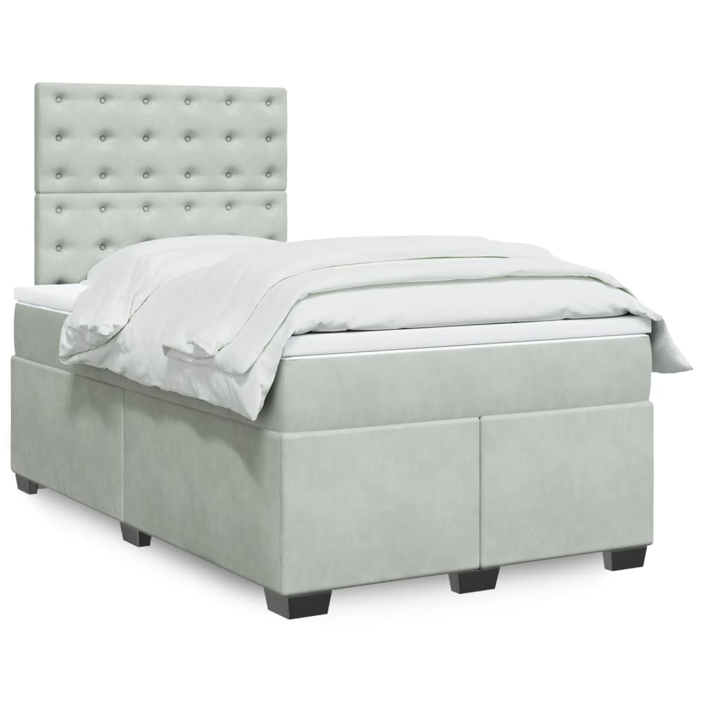 Box spring krevet s madracem svjetlosivi 120x200 cm baršunasti