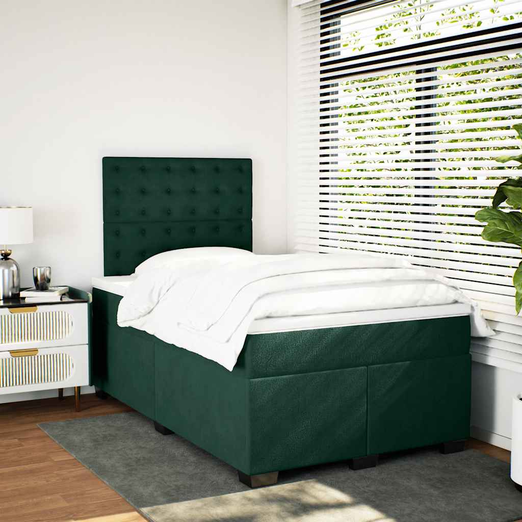 Box spring krevet s madracem tamnozeleni 120x200 cm baršunasti
