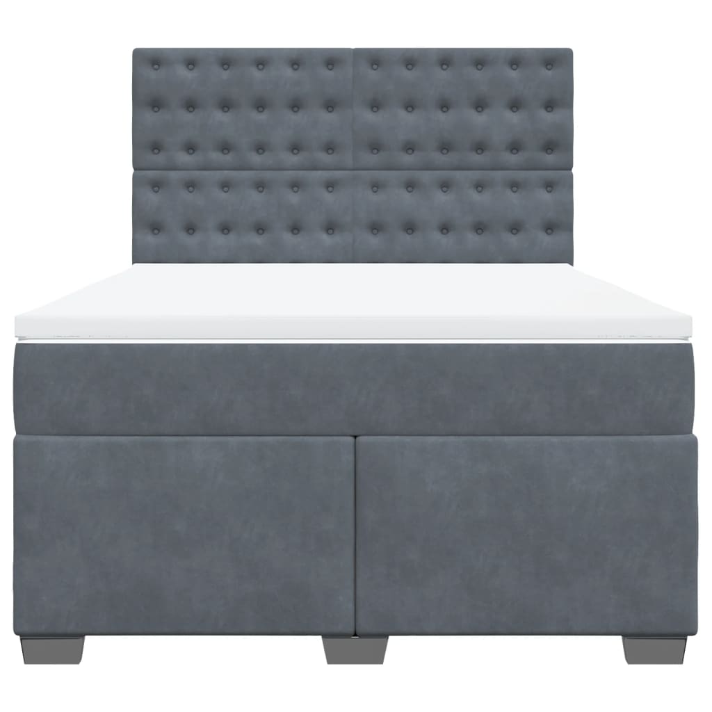 Krevet s oprugama i madracem tamnosivi 140x190 cm baršunasti