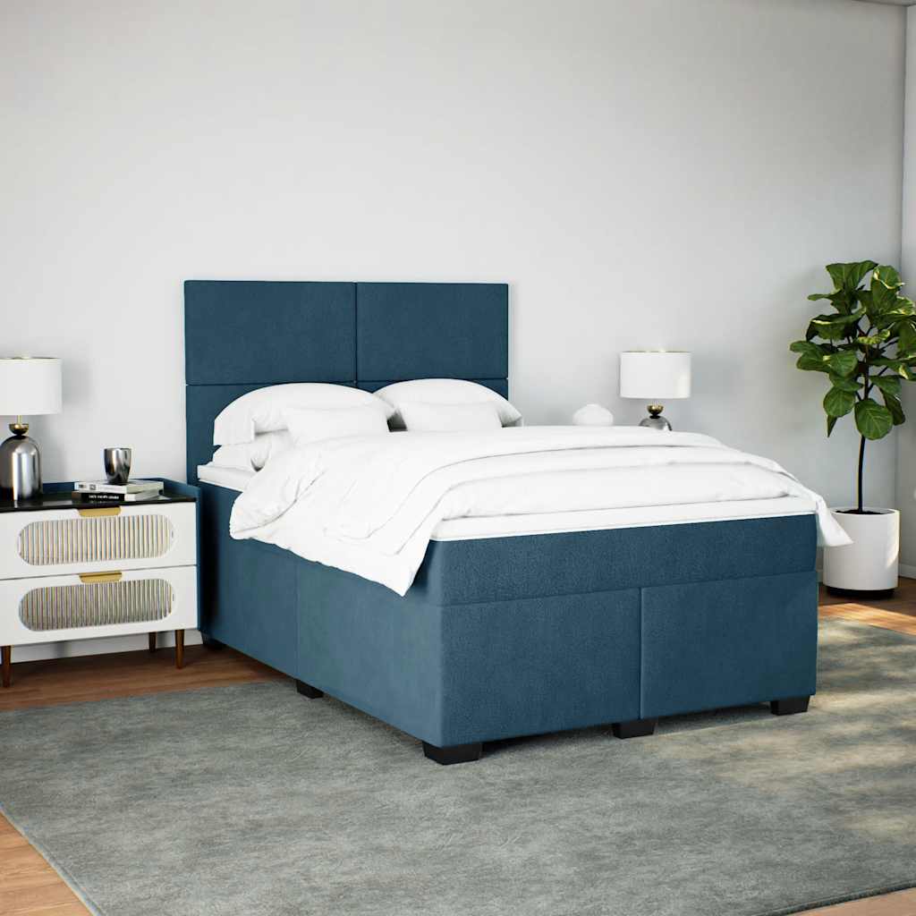 Krevet box spring s madracem plavi 160 x 200 cm baršunasti