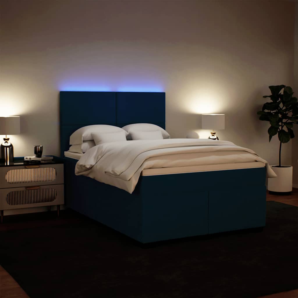 Krevet box spring s madracem plavi 160 x 200 cm baršunasti