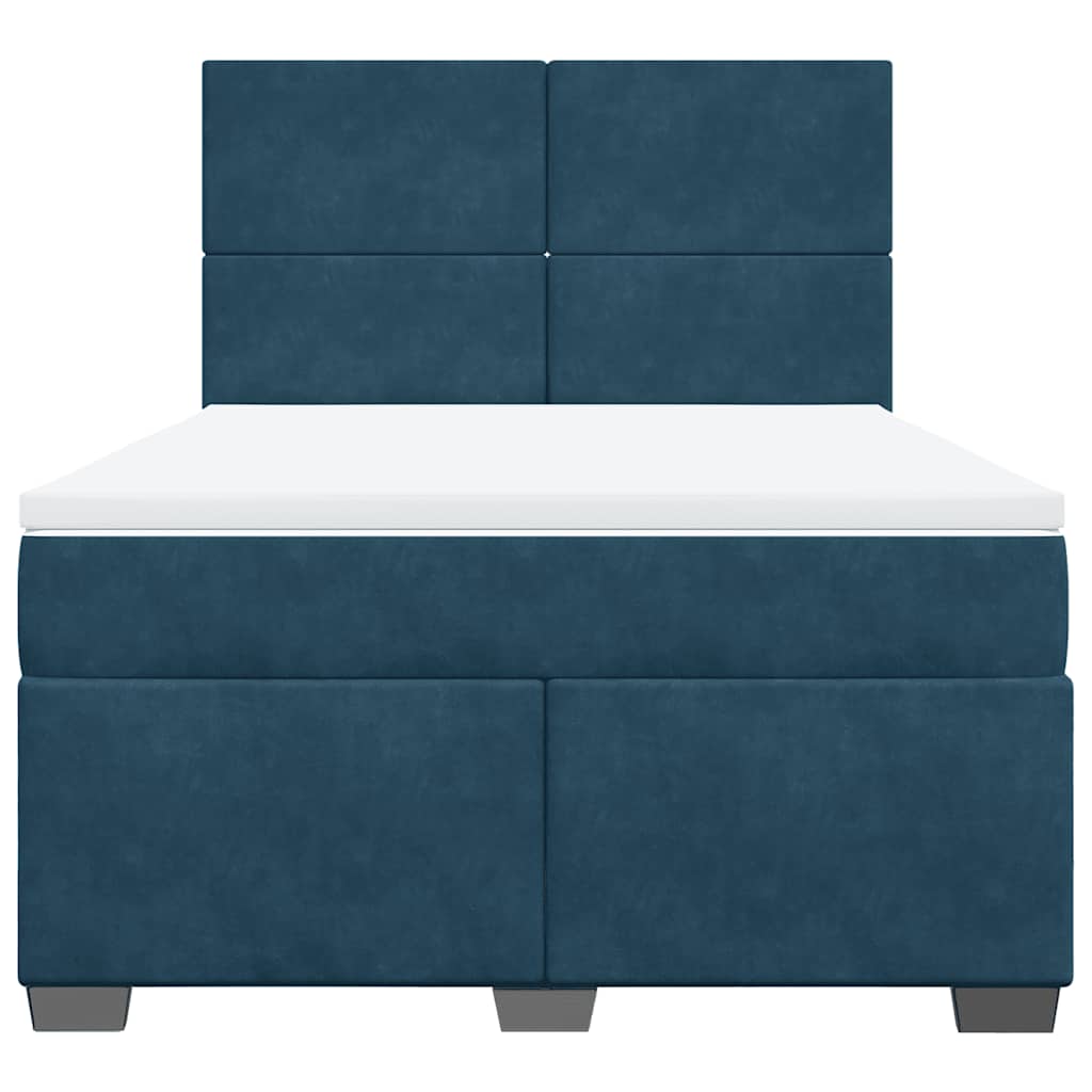 Krevet box spring s madracem plavi 160 x 200 cm baršunasti