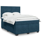 Krevet box spring s madracem plavi 160 x 200 cm baršunasti