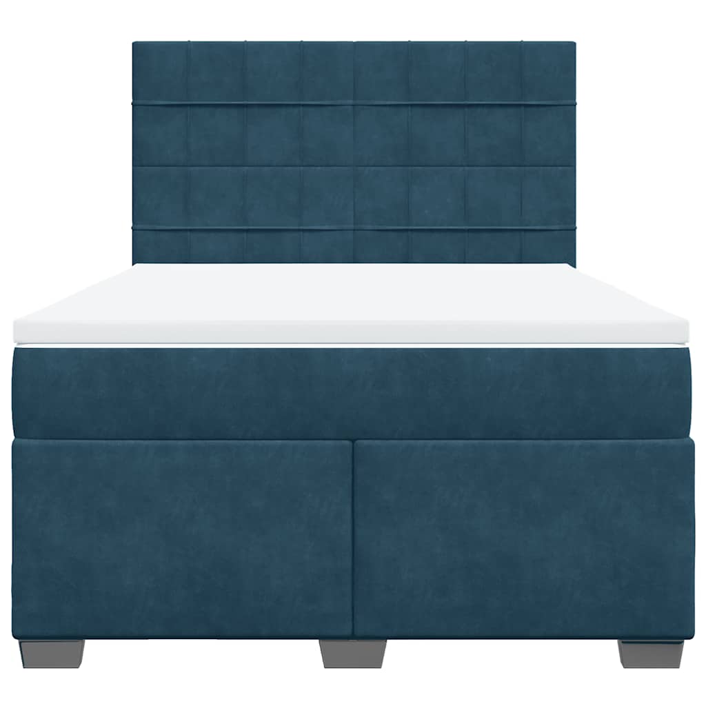 Krevet box spring s madracem plavi 160 x 200 cm baršunasti