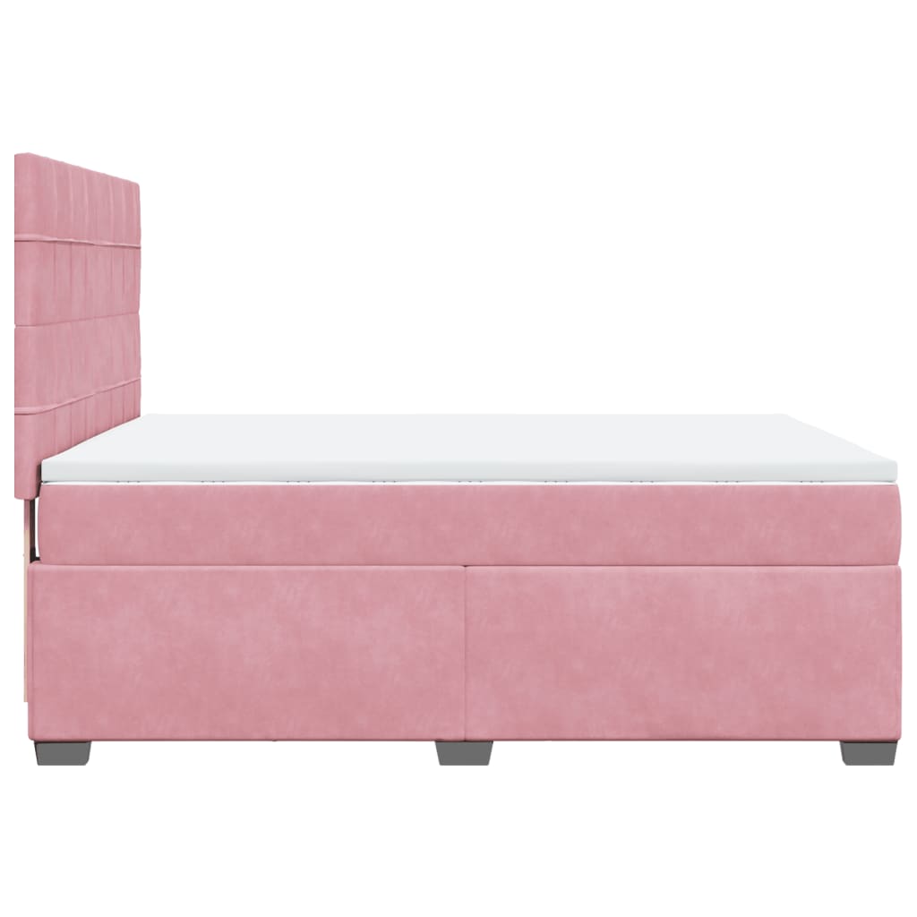 Krevet s oprugama i madracem ružičasti 160x200 cm baršunasti